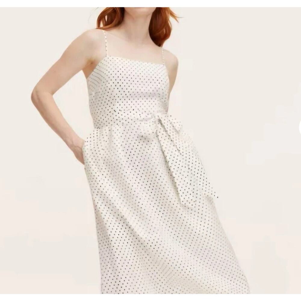 kate spade new york x Target Mini Polka Dot Tie-Waist Midi Dress Cream Black XXL